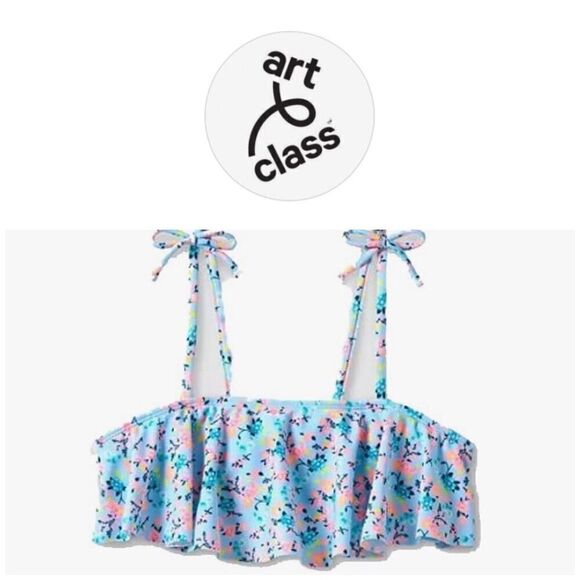 ART CLASS - NWT - Girls Sz XL (14-16) Daisy Dreams Floral Print Flounce Swim Top - Picture 1 of 11